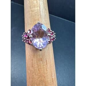 Sterling Silver Amethyst Rhodolite Garnet Ring Size 10